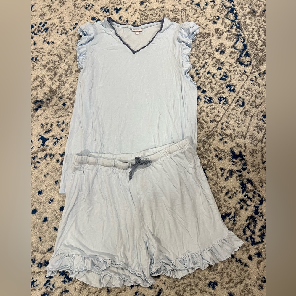 Light Blue Ruffle Pajama Set